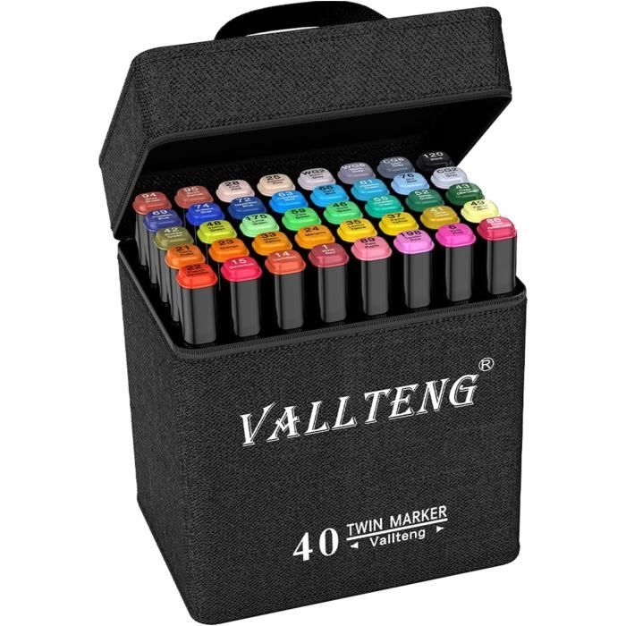 LEMIL Marqueurs Feutre a Alcool 48 Couleurs Double Pointe, Séchage sûr