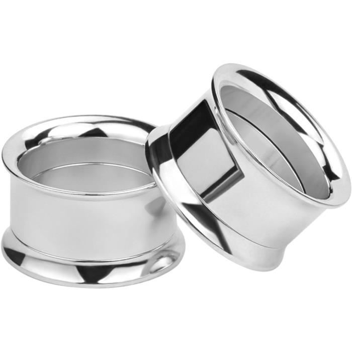 Ayoiow 2 Pièce Ecarteur Oreilles Acier, Argent Ecarteur Oreilles Homme 6MM Tunnel Oreilles