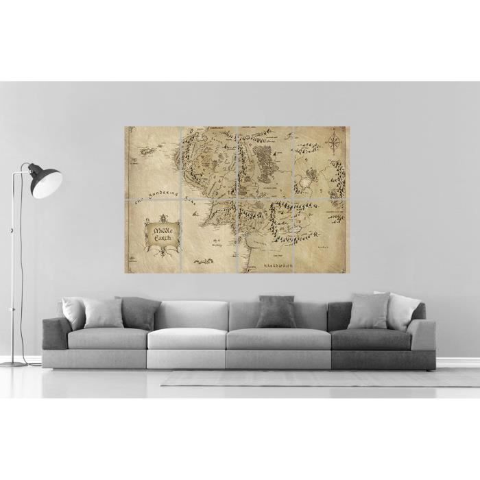 The Lord of the Rings Map Seigneur Des Anneaux Carte Art Poster Grand format A0