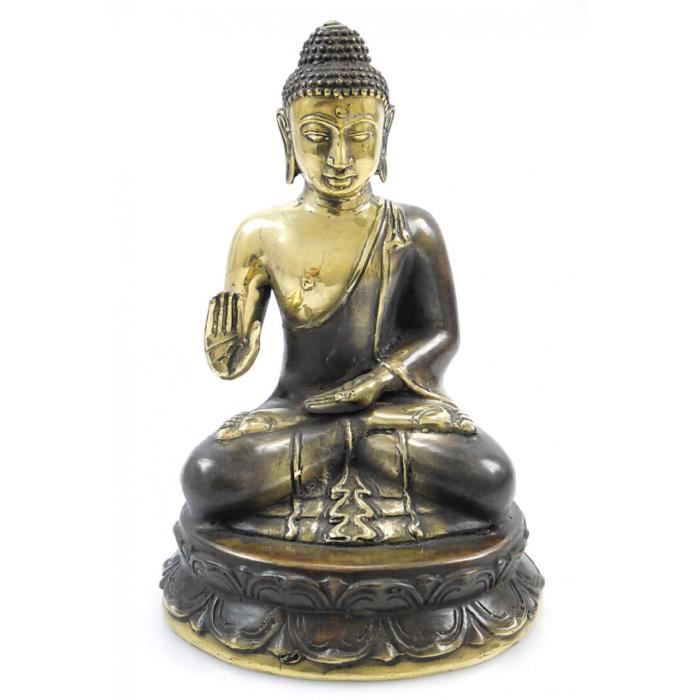 Statue Bouddha En Bronze H24cm Creation Artisanale En Serie Limitee Dore Cdiscount Maison