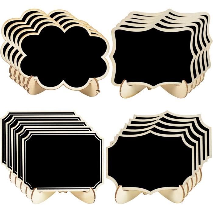 20 Mini Tableaux Noirs Effaçables Avec Support - Ardoises Craie Dentelées Pour Déco Mariage, Fête | Étiquettes Table, Messages
