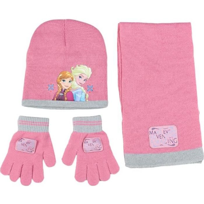 La Reine des Neiges Ensemble Bonnet Gants Écharpe Fille Amazing