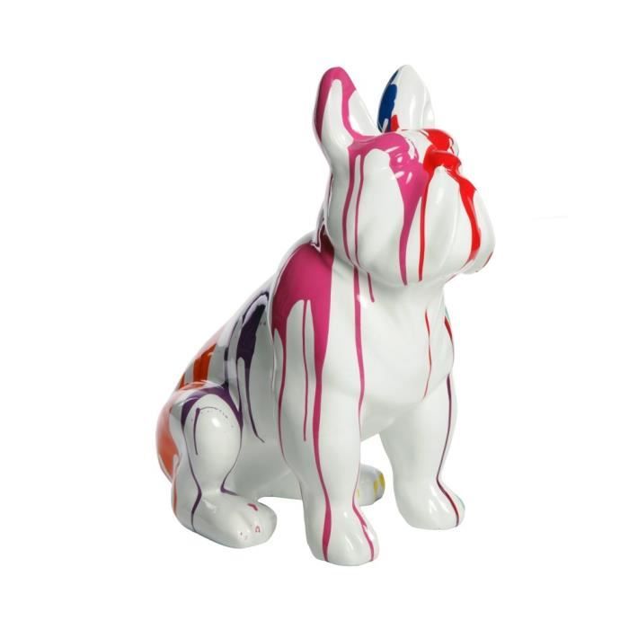 Statue Chien Bouledogue Francais En Resine Multicolore Tony 77 Cm Achat Vente Statue Statuette Cdiscount