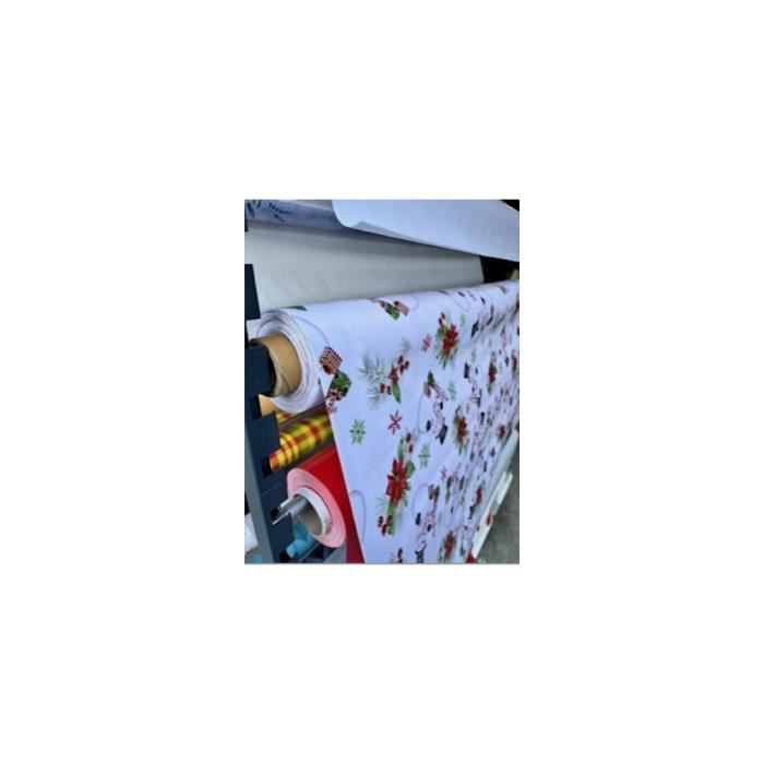 Nappe En Toile Cirée ANRO Motif Noël Flocons De Neige - Beige 220x140 Cm - Imperméable Et Lavable
