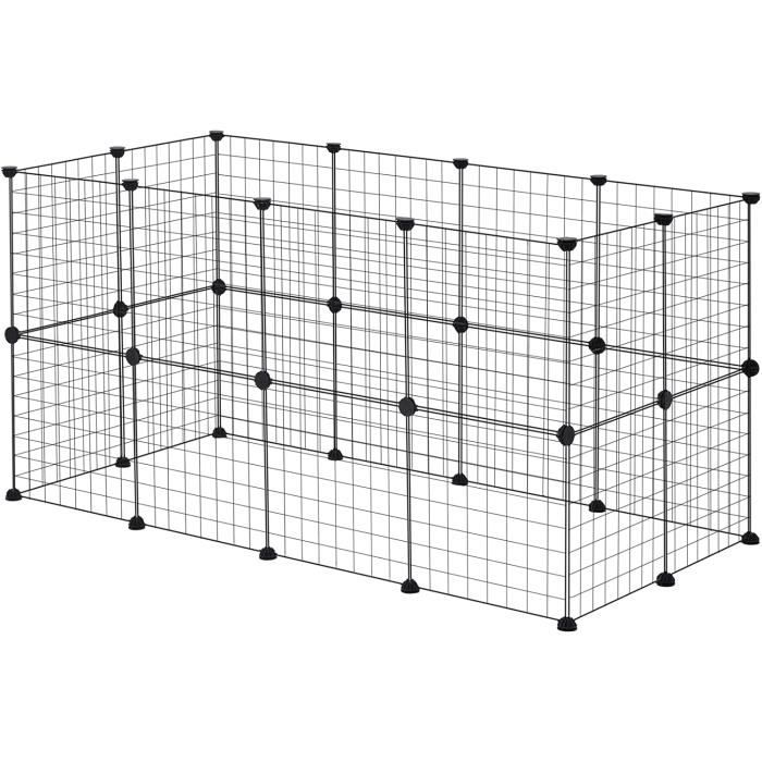 Comparer les prix de EUGAD Enclos Lapin en métal, Parc pour Cochon d'Inde, réglable DIY 24 Panneaux, Noir 142x72x72cm