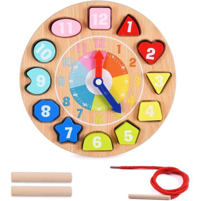 New Childrens massif en bois Stand Up Horloge Puzzle Apprendre Temps RSW PS141 Promotion! 