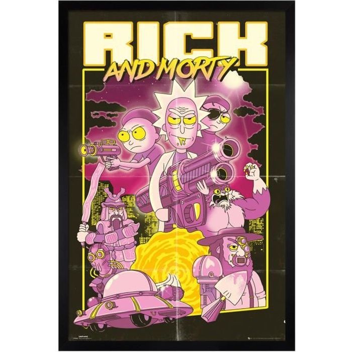 Maxi Poster 61 x 91,5 cm cadre en bois noir Action Movie de Rick and Morty
