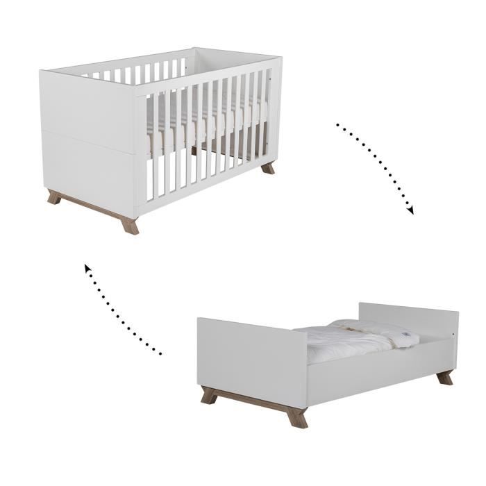 Lit Evolutif 70x140 Bergen Blanc Et Bois Cdiscount Puericulture Eveil Bebe