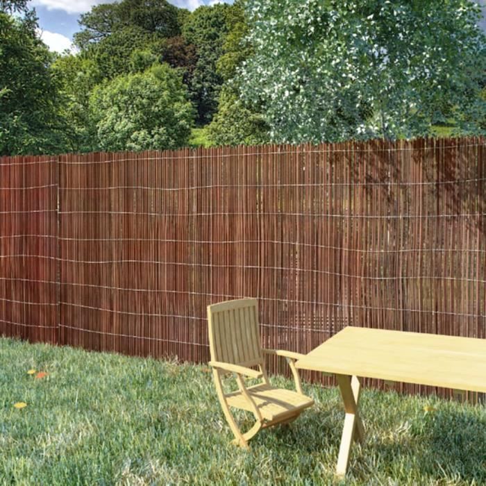 Brise-Vue Naturel En Saule 1,5 M X 5 M - Clôture En Bois Tressé Résistante Et Esthétique