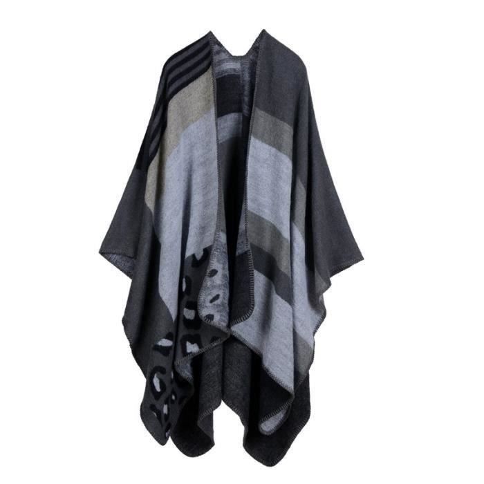 Poncho Châle Femme Élégant Automne Hiver – Cape Écharpe Épaisse Wrap Cardigan 130x160 Cm – Chaud Et Polyvalent