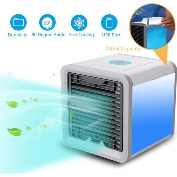 Mini Ventilateur de Climatiseur Portable - Marque - Modèle - Compact et Puissant - Faible Consommation - Blanc