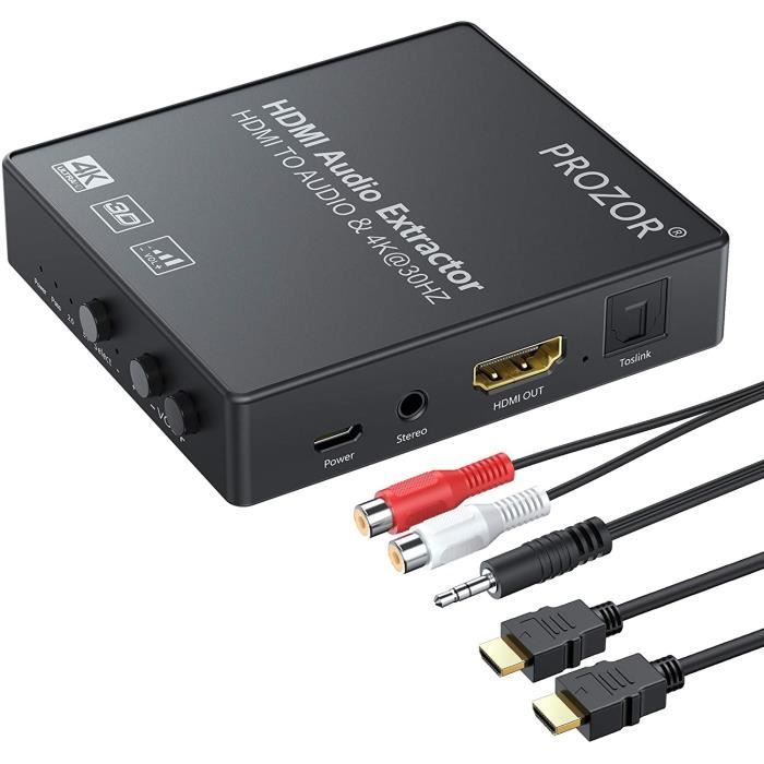Audio Extractor HDMI Adaptateur HDMI à Optique Ajustable en Volume de 4K  Spdif Toslink R-L (RCA) Jack Audio 3.5 mm Extractor av A240 - Cdiscount TV  Son Photo