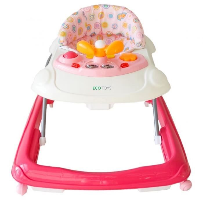 Mstore Trotteur Pousseur Educatif Avec Jouets Bebe Enfant A Partir De 6 Mois Panneau Multimedia Sons Lumieres Led Rose Cdiscount Puericulture Eveil Bebe
