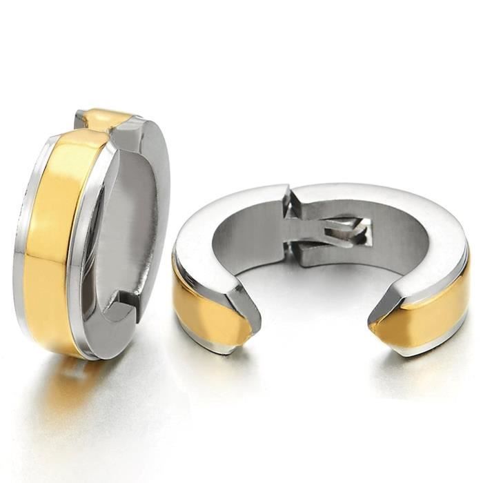 Acier Inoxydable Cercle Perle Anneau Boucle doreille Charni/ère Cr/éoles 1 paire pour Homme Femme