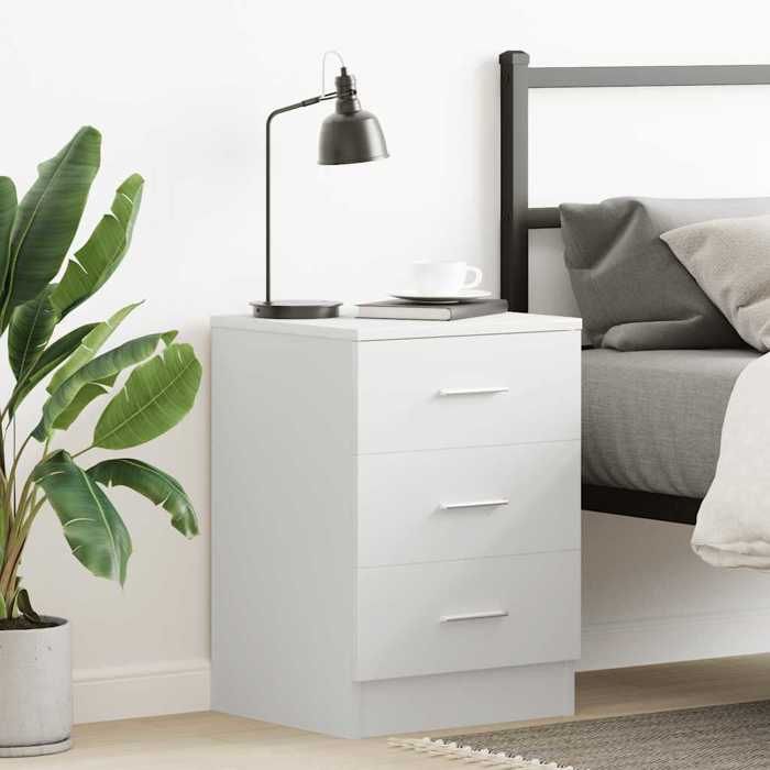 vidaXL Table de chevet Blanc 38 x 35 x 56 cm Bois dingénierie 800450
