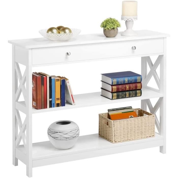 Table Console,Console Entrée en Bois à 3 Niveau avec 1 Tiroir,100x30x80