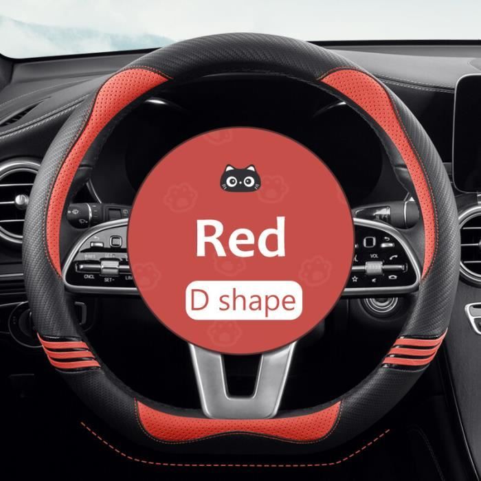 Couvre volant,Housse de protection de volant de voiture en cuir, antidérapante,universelle,en Fiber de carbone,pour - Red D Type1 -  Cdiscount Auto