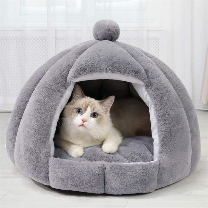 Niche Pour Chat Lavable 40 Cm - Grotte Moelleuse Avec Coussin Amovible, Fond Antidérapant - Pour Chat, Lapin, Petit Animal