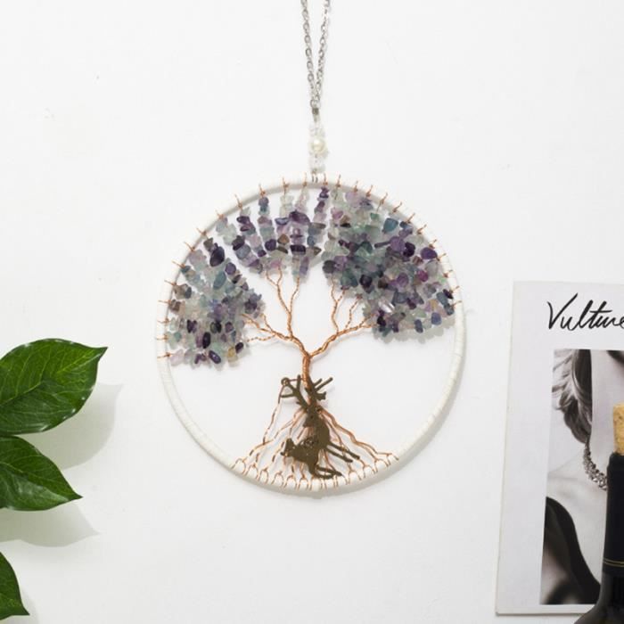 Carillon à Vent En Agate Naturelle - Arbre De Vie, 46-49 Cm, Décoration Zen Pour Intérieur Ou Jardin