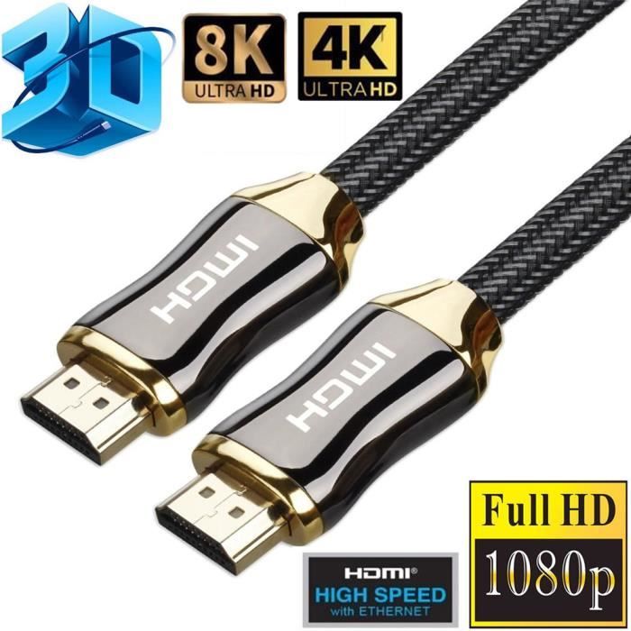 Cable HDMI 8K 4K 2M 3D Full HD Haute Vitesse 48Gb/s par