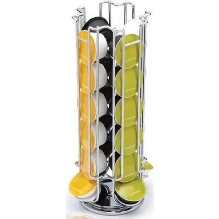 Porte-Capsules Dolce Gusto - 24 Capsules, Acier Chromé, Présentoir Élégant Et Pratique