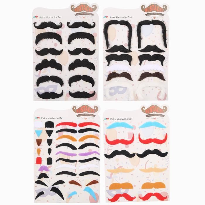 OUDQFCJ Ensemble Moustache et Sourcils Jaunes Autocollants Moustache Fausse Lorax Déguisement Barbe Fausse pour Hommes Femmes Soirées Originales (Jaune