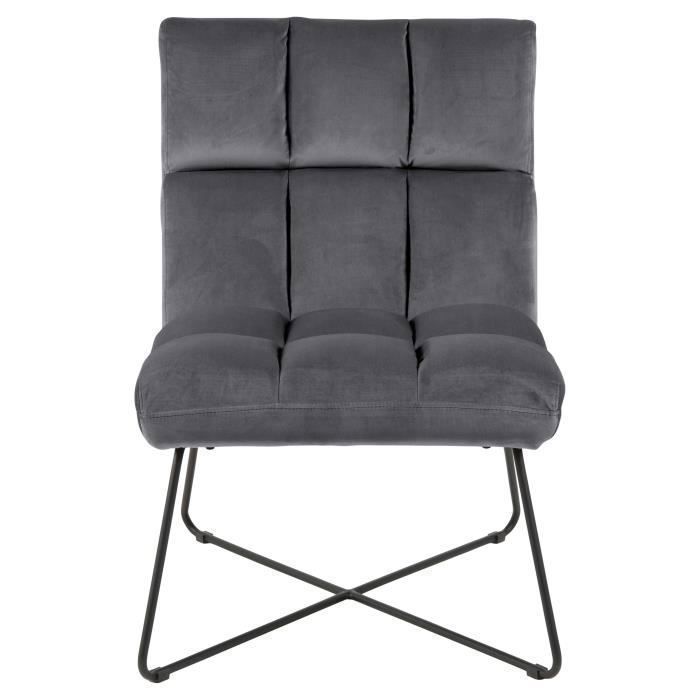 fauteuil alan de couleur grise, avec piètement métallique noir.