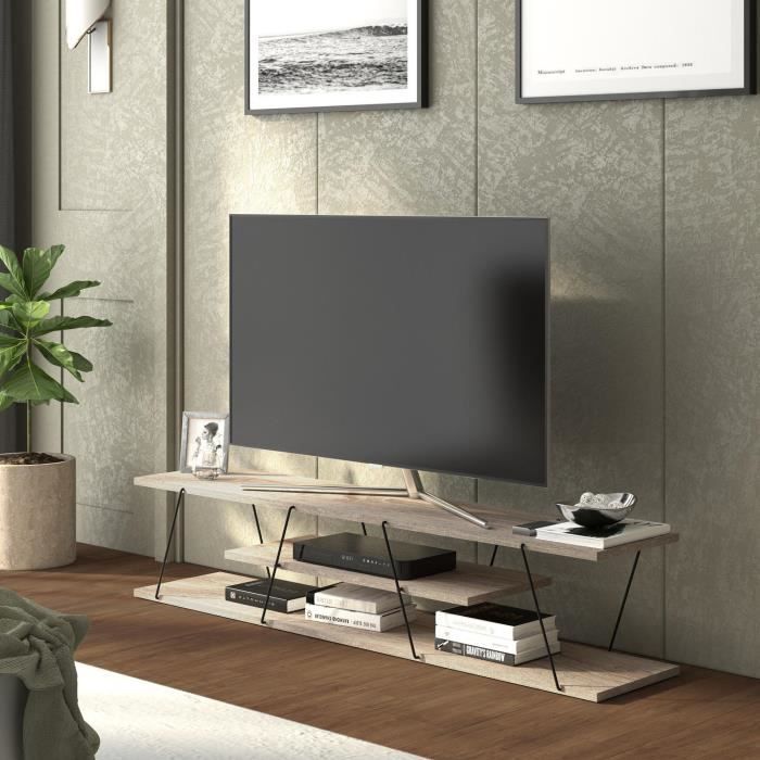 meuble tv säffle 143 x 33 x 30 cm chêne noir