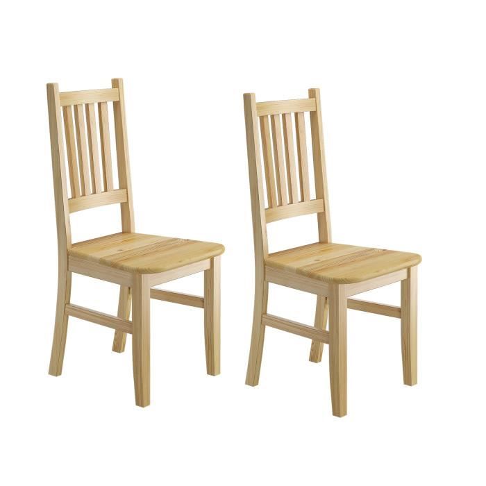 chaises de cuisine en pin massif naturel - erst-holz - eris 90.71-01-d - lot de 2 - classique - intemporel