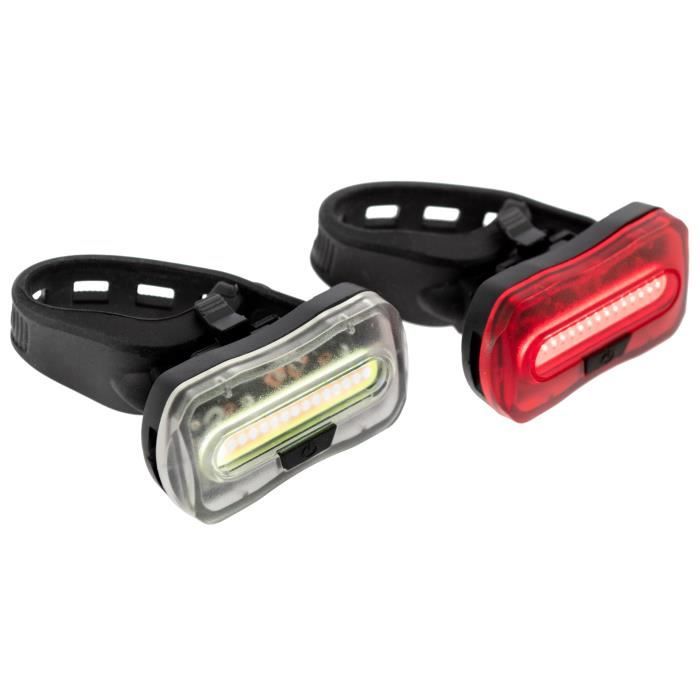 Kit éclairage LED avant/arrière pour vélo ESKAPAD - Noir - Rechargeable USB