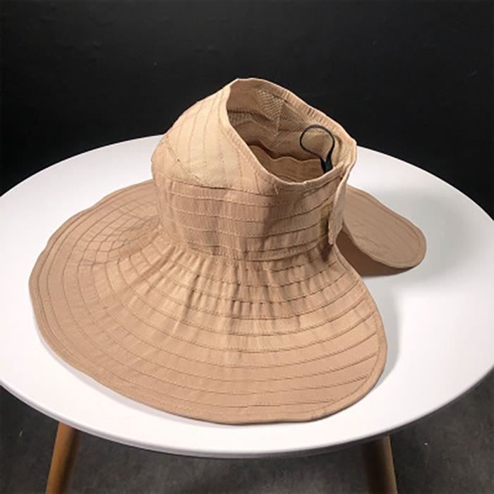 Chapeau De Soleil Femme à Large Bord – Protection UV, Réglable, Léger Et Respirant (Beige)