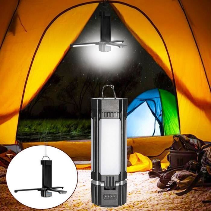 LED Camping Lanterne 3000 mAh Lampe Solaire USB Rechargeable 6 Modes Eclairage 360° Pliamping Lumière SOS IPX5 Étanche Camping