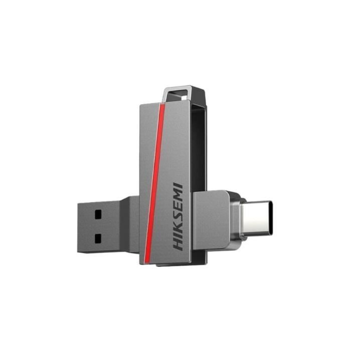 CLE USB HIKSEMI 128 GB Série E307C Dual Sim USB 3.2 U3 30MB/s-150MB/s 15MB/s-45MB/s Coloris Grey