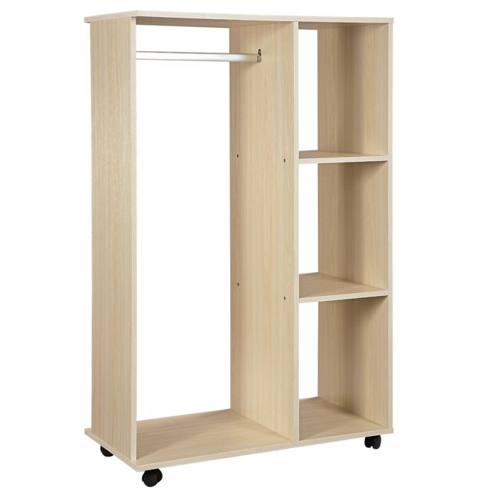 HOMCOM - Armoire penderie - Bois - 80x40x128cm - Bois naturel HOMCOM - Armoire penderie - Bois - 80x40x128cm - Bois naturel