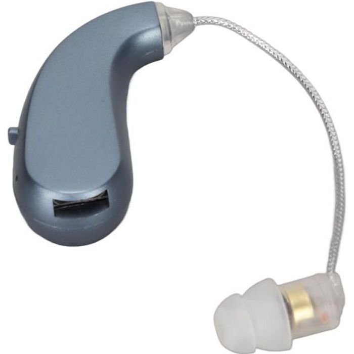 Amplificateur de son auditif portable rechargeable avec volume réglable (version améliorée argent) -BEL
