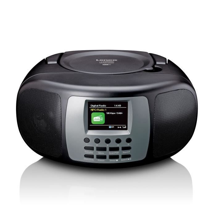 Radio portable DAB+/FM avec Bluetooth®, lecteur CD et grand écran couleur LCD - Lenco - SCD-860BK - Noir-Gris