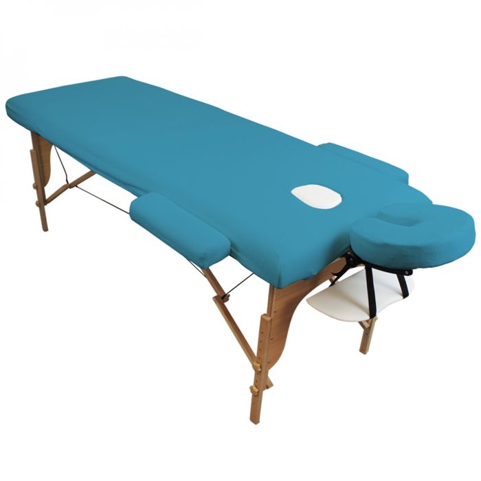 Drap housse de protection 4 pièces en éponge pour table de massage - Bleu turquoise - Vivezen