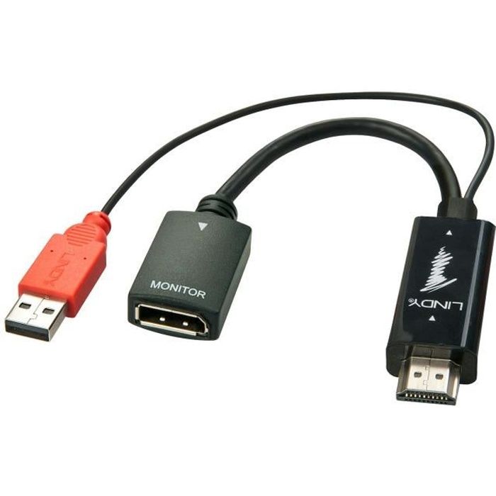 LINDY Convertisseur HDMI vers DisplayPort UHD 4K 30Hz Alimenté en USB