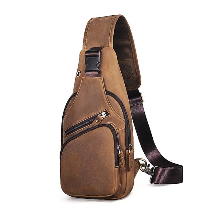 Robert - Sac en Cuir Compact à Bandoulière pour Voyage et Usage Quotidien