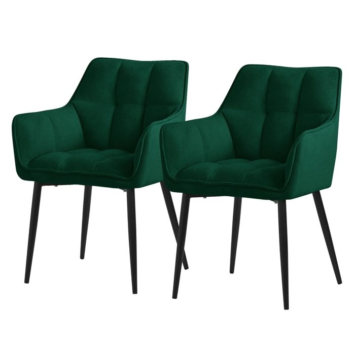ML-Design Lot de 2 Chaises Salle à Manger en Tissu Éponge Vert Foncé Chaises Cuisine Rembourrée Fauteuil Ergonomique Design Élégant ML-Design Lot de 2 Chaises Salle à Manger en Tissu Éponge Vert Foncé Chaises Cuisine Rembourrée Fauteuil Ergonomique Design Élégant