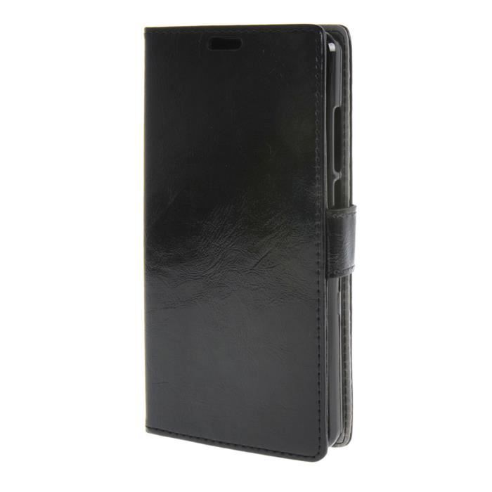Cover E Pellicola Per Wiko Pulp Fab 4G - Custodia In Pelle PU Con Flip Magnetico E Vetro Temperato 9H (Nero)