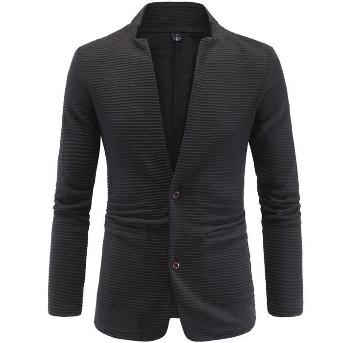 VESTE DE COSTUME pour homme - style casual - sans col - design original-  deux boutons - noir noir 618 - Cdiscount Prêt-à-Porter
