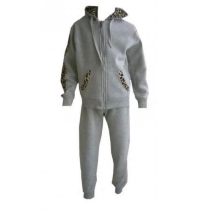 Survêtement - NPZ - Jogging enfant gris léopard - Taille 2 à 14 ans - Pantalon élastique - Veste zippée