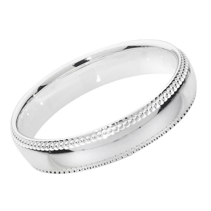 Alliance Homme-Femme Milgrain 4mm Confort Argent fin 925 42633