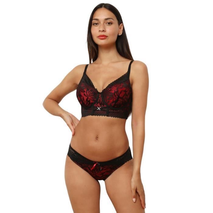 Ensemble Sous Vetements Rouge Ensemble Lingerie LA MODEUSE Noir