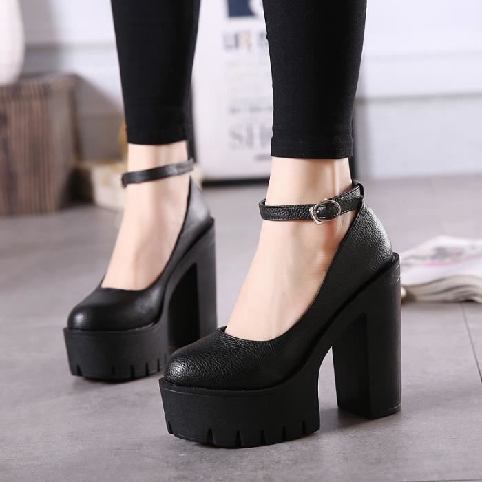 Escarpins Femme chaussures decontractees a talons hauts escarpins a plateforme Noir Achat Vente Escarpins Femme chaussures decontractees a talons hauts escarpins a plateforme Noir pas cher Cdiscount