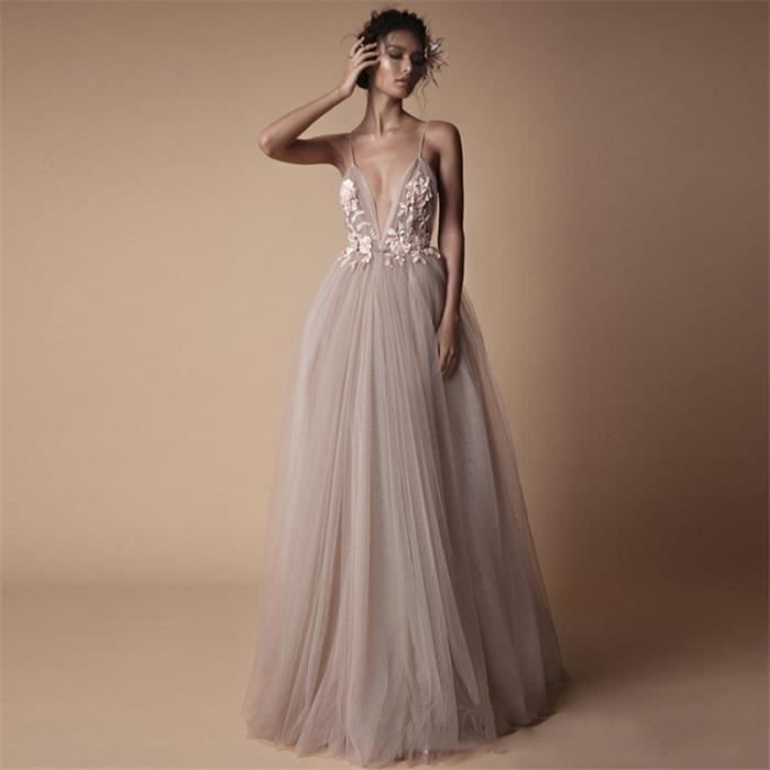 ROBE Femme Robe de soiree Robe de mariee fashion robe de demoiselle d honneur beige LC Beige Cdiscount Pret a Porter