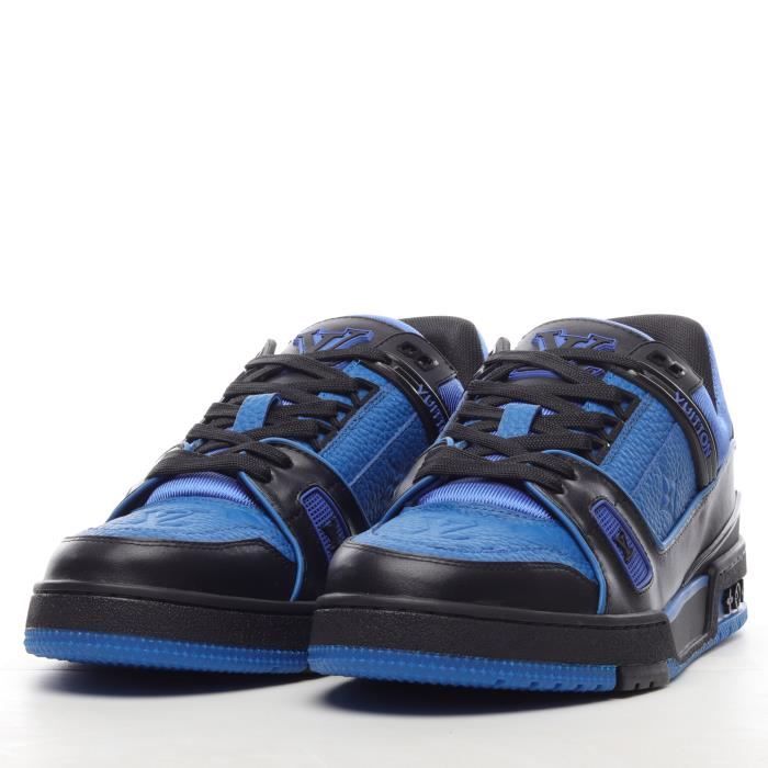 LV Trainer Sneaker Low BASKETS Homme Femme Bleu noir Sz-40 Sy1