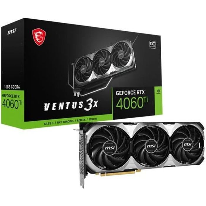 MSI - Carte Graphique - RTX 4060TI VENTUS 3X 16G OC (912-V517-013)