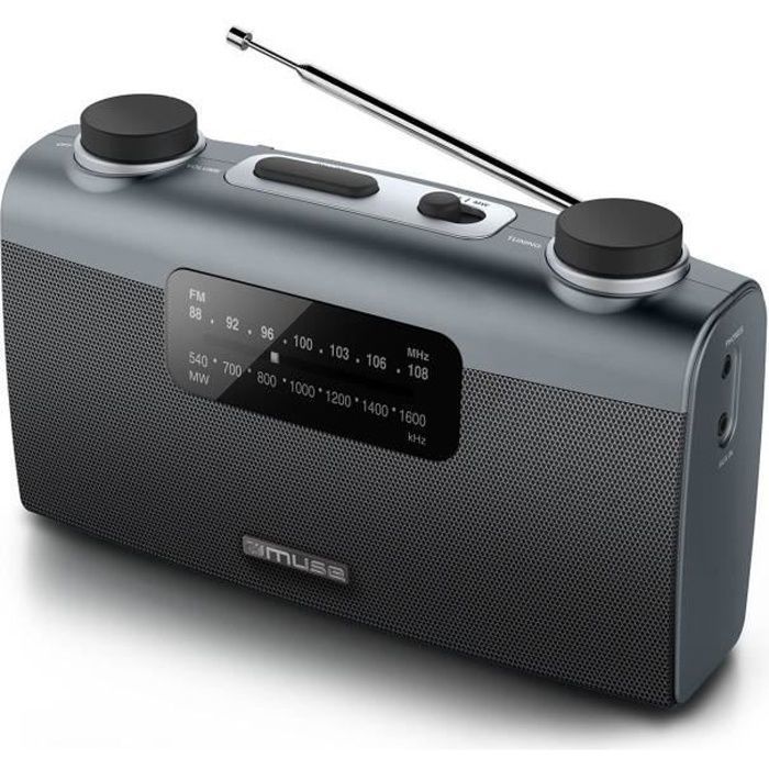 Radio portable MUSE M-058 R - entrée auxiliaire - Gris - FM/MW
